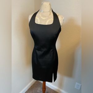 Cache Black Halter Satin Night Out Cocktail Dress Women Size 6